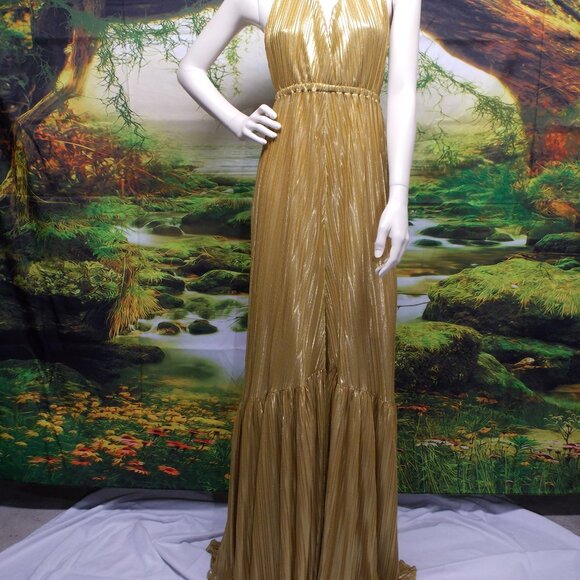 CHIO Di Stefania D Metallic Gold Maxi Dress - Picture 1 of 7